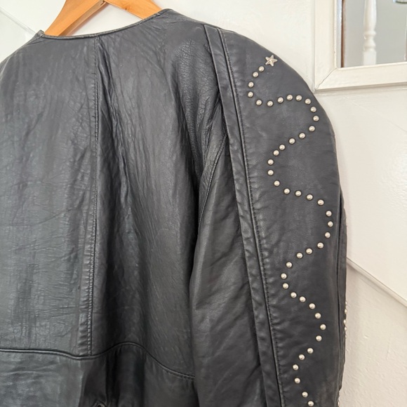 Joseph Alexander Vintage Black Studded Leather Jacket size 8 - Picture 3 of 10